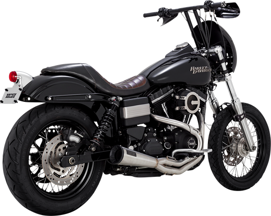 VANCE & HINES 27325 2-Into-1 Upsweep Exhaust System in brushed stainless steel, showing sleek motorcycle exhaust design