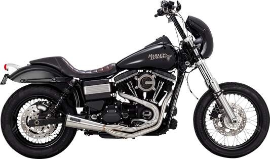 Vance & Hines 27325 2-Into-1 Upsweep exhaust system in brushed stainless steel for motorcycle performance and style