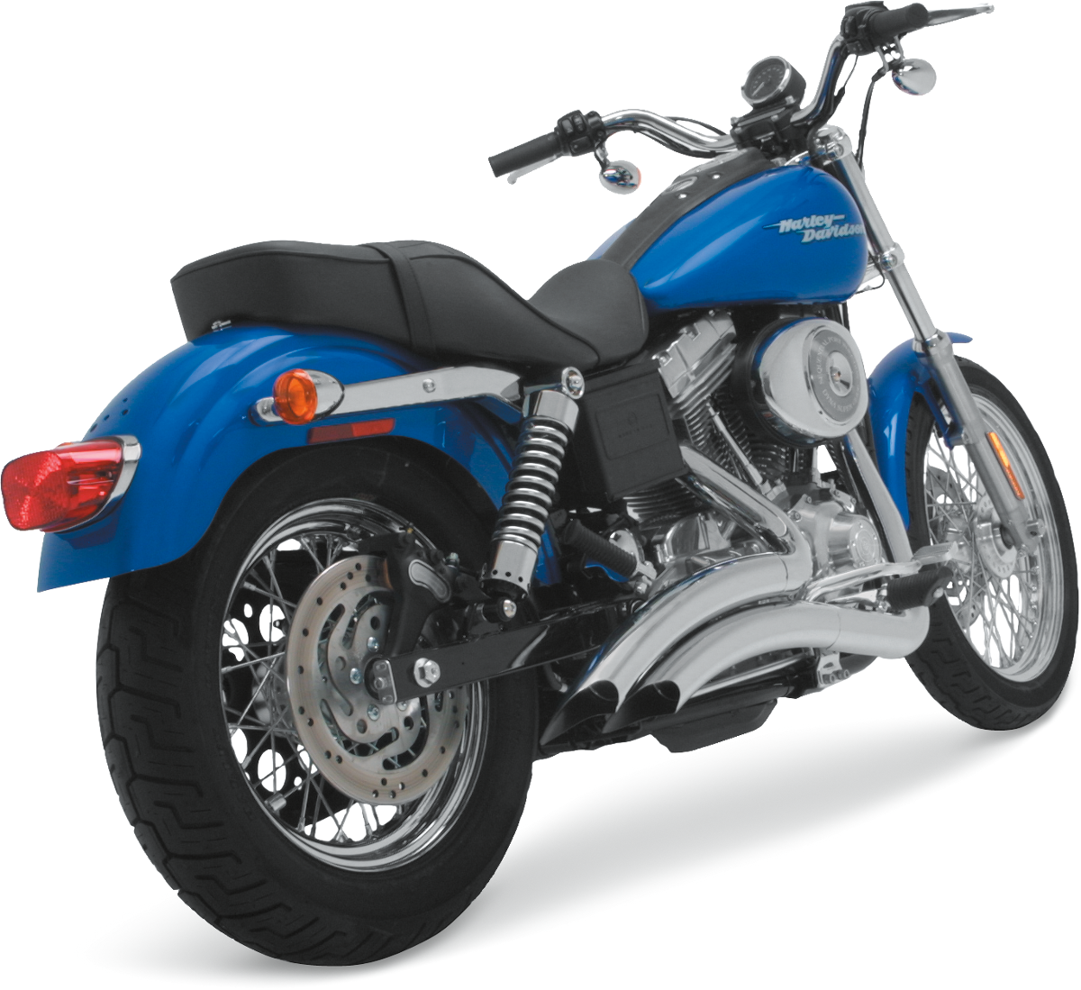 Vance & Hines Big Radius Chrome Exhaust System for motorcycles, featuring polished chrome finish and curved design.