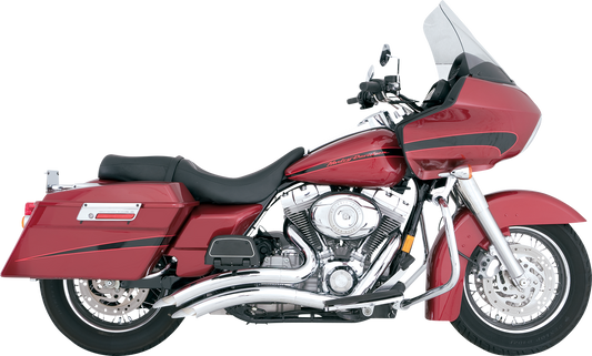 VANCE & HINES Big Radius Chrome Exhaust System for motorcycles, showing the shiny chrome finish and curved pipe design.