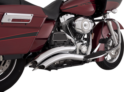 VANCE & HINES Big Radius Chrome Exhaust System for motorcycles, showcasing the shiny chrome finish and curved design.