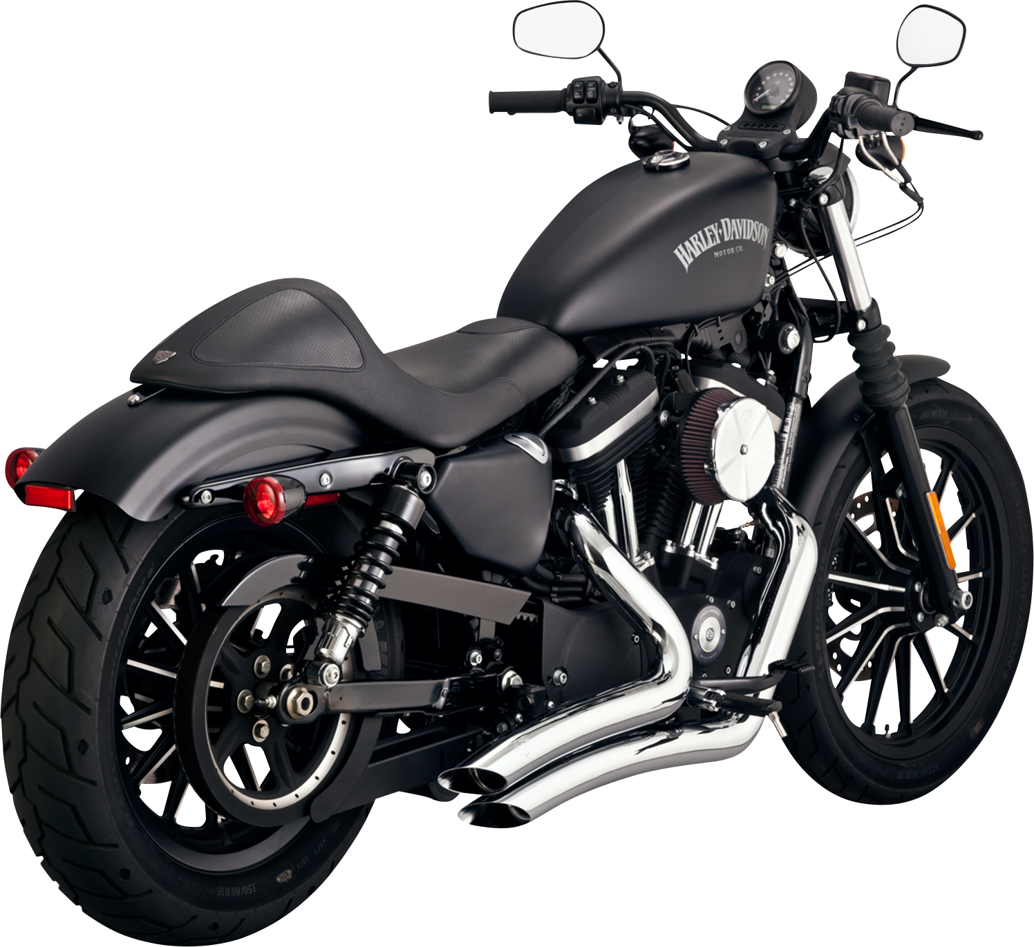 VANCE & HINES Big Radius Chrome Exhaust System for motorcycles, showing the sleek chrome pipes with curved design.
