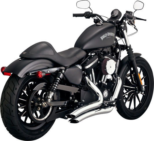 VANCE & HINES Big Radius Chrome Exhaust System for motorcycles, showing the sleek chrome pipes with curved design.