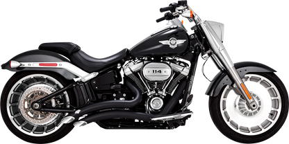 Vance & Hines Big Radius Black Exhaust System for motorcycles, shown from the front angle with matte black finish.