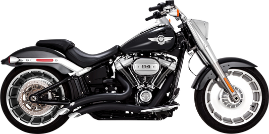 Vance & Hines Big Radius Black Exhaust System for motorcycles, shown from the front angle with matte black finish.