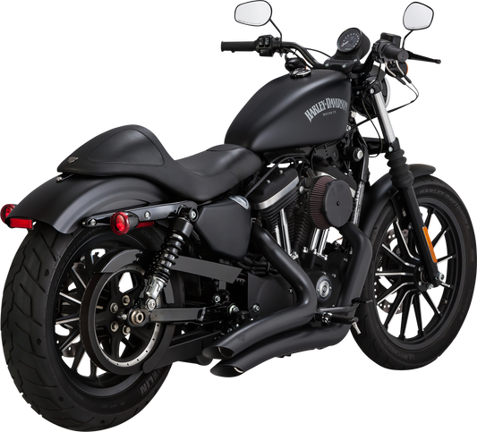 Vance & Hines Big Radius Exhaust System with PCX Technology in black for motorcycles, part 46367, showing the sleek curved exhaust pipe