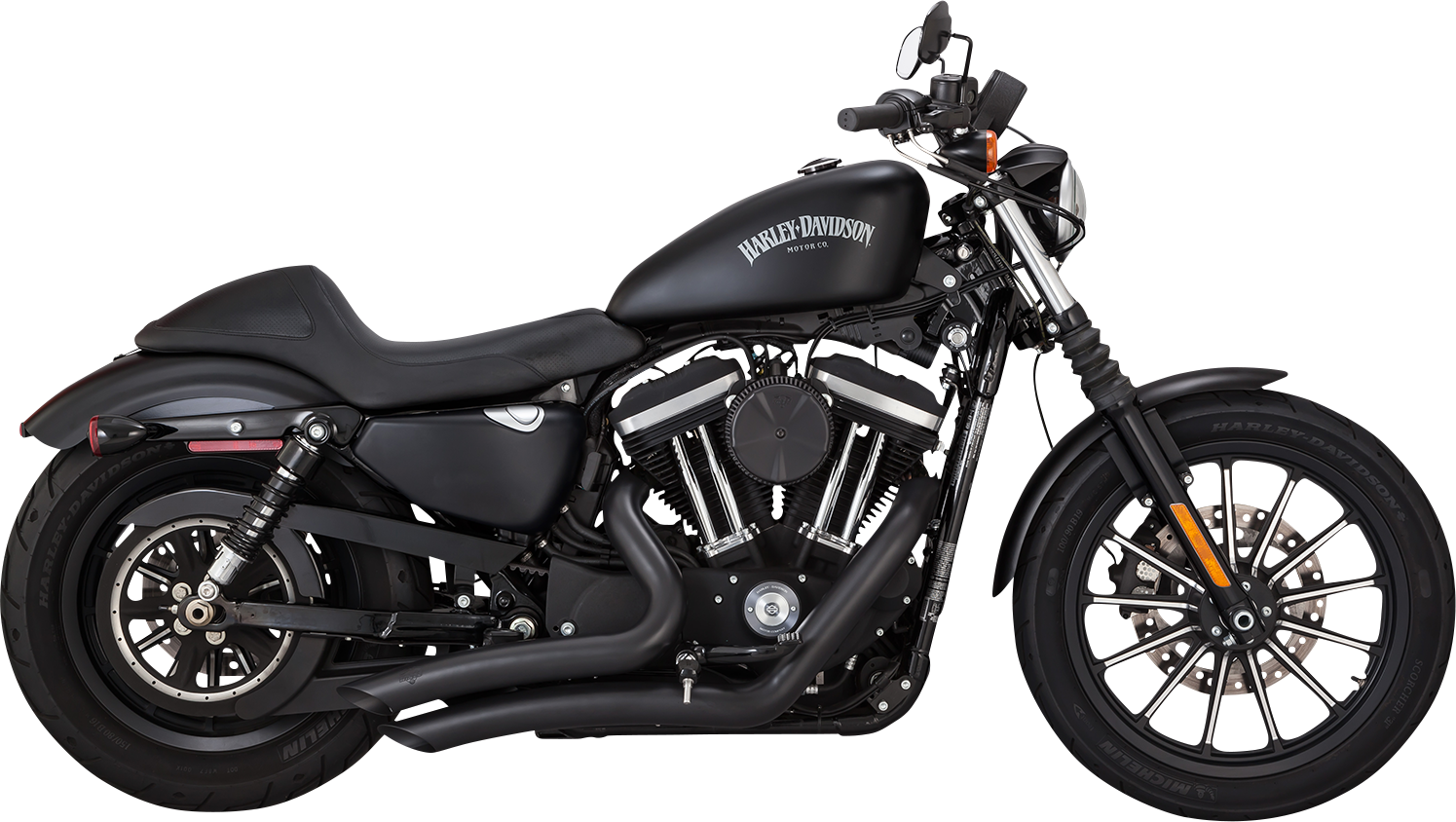 VANCE & HINES Big Radius exhaust system with PCX technology in black, designed for motorcycle performance and style.