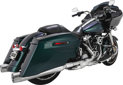 VANCE & HINES Blackbird 450 slip-on mufflers for Milwaukee Eight engines, black finish, sleek motorcycle exhaust system.