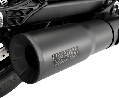 Vance & Hines Hi-Output Slip-On Muffler in black for Indian Scout and Bobber motorcycles, showcasing the sleek exhaust design.