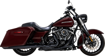 Vance & Hines Twin Slash Slip-On Muffler in black for motorcycle, showcasing the sleek, dual exhaust design.