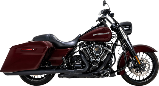 Vance & Hines Twin Slash Slip-On Muffler in black for motorcycle, showcasing the sleek, dual exhaust design.