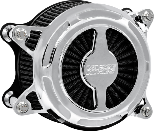 Chrome Vance & Hines VO2 Blade Air Intake for V-Twin motors, featuring sleek design and branding on the intake component.