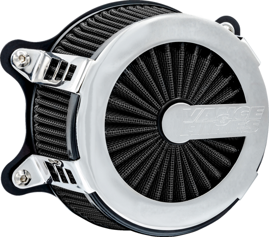 Vance & Hines VO2 Cage Fighter air intake kit in chrome for motorcycle, shown with polished metal finish and mounting hardware.