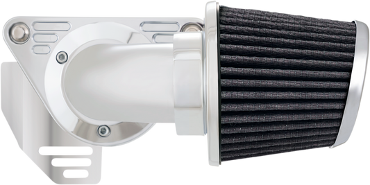 VANCE & HINES VO2 Falcon Chrome Air Intake Kit installed on a motorcycle engine showing polished chrome finish and intake components.
