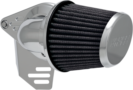 Vance & Hines VO2 Falcon chrome air intake kit for motorcycles, showcasing the sleek chrome finish and detailed airflow design.
