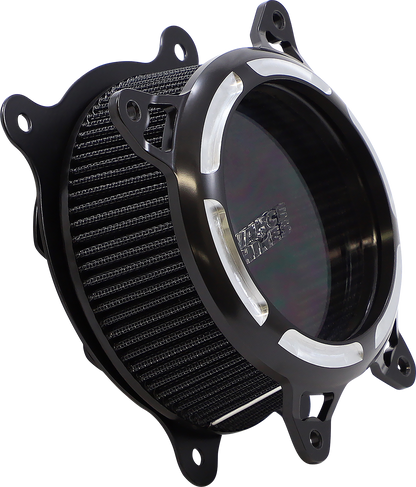 VANCE & HINES VO2 Insight Air Intake Kit in black contrast, motorcycle performance part with sleek design and branding details.