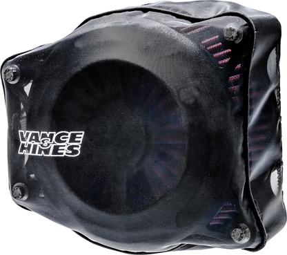 Vance & Hines VO2 Rain Sock for America, Blade, Rogue, and X Series air filter and intake systems, shown on motorcycle part.
