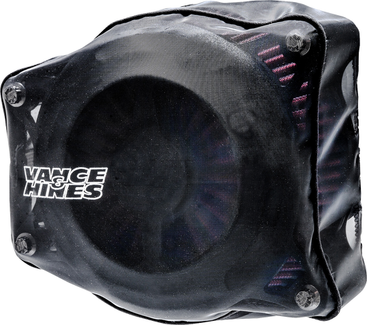 Vance & Hines VO2 Rain Sock for America, Blade, Rogue, and X Series air filter and intake systems, shown on motorcycle part.