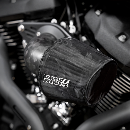 VANCE & HINES VO2 Rain Sock for Falcon and 90° Air Intake, black protective cover with brand logo and product details.