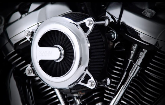 Vance & Hines VO2 Rogue Air Intake Kit in chrome for motorcycle engine airflow enhancement.
