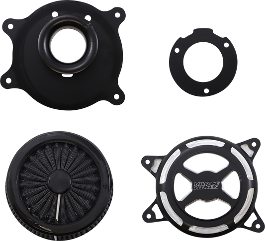 Vance & Hines VO2 X Air Intake Kit in black contrast for Harley Touring and Softail motorcycles, showing the sleek air intake design.