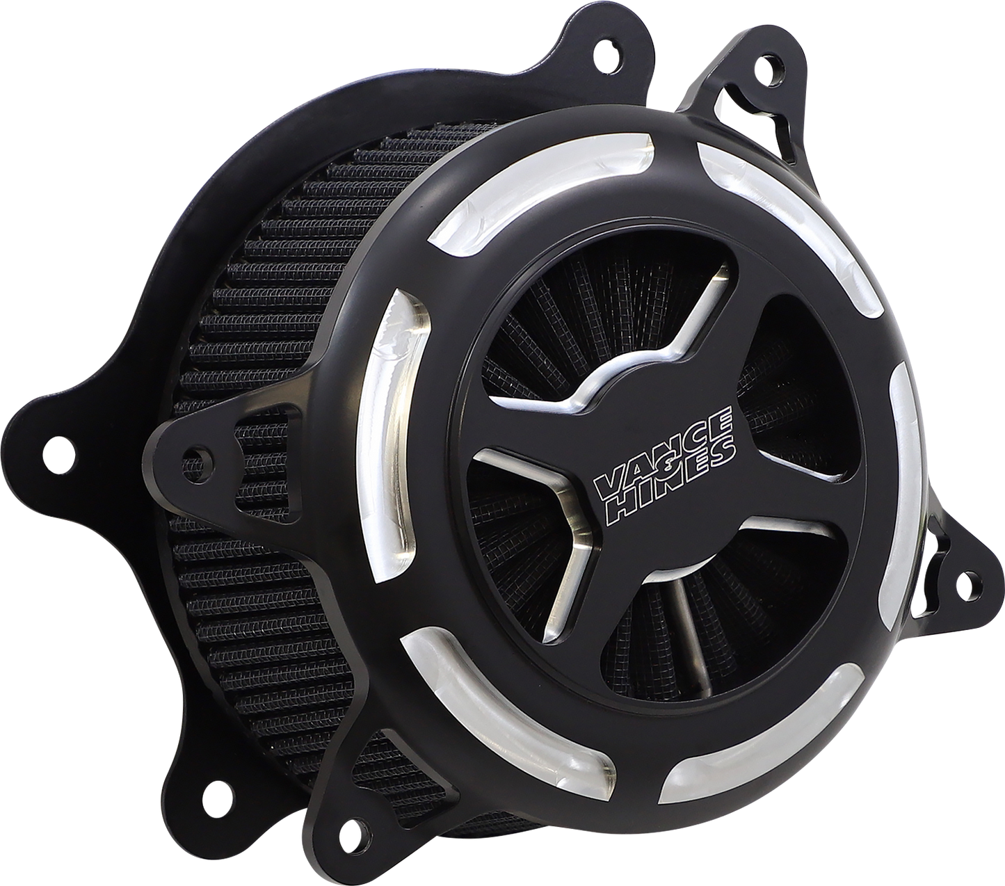 VANCE & HINES VO2 X air intake kit in black contrast for Harley Touring and Softail motorcycles, part #42343.