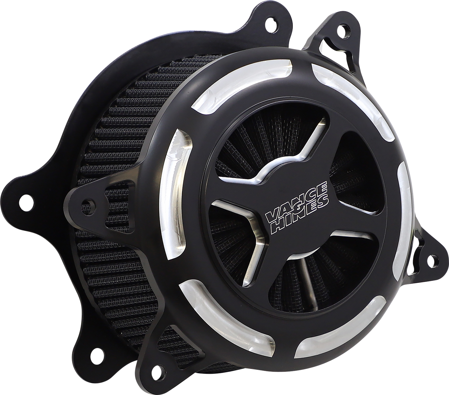 VANCE & HINES VO2 X air intake kit in black contrast for Harley Touring and Softail motorcycles, part #42343.