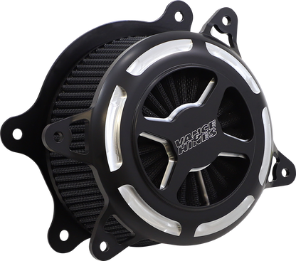 VANCE & HINES VO2 X air intake kit in black contrast for Harley Touring and Softail motorcycles, part #42343.