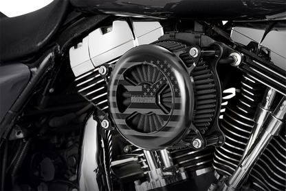 VANCE & HINES VO2 X Air Intake Kit in black wrinkle finish for Harley Touring and Softail motorcycles.