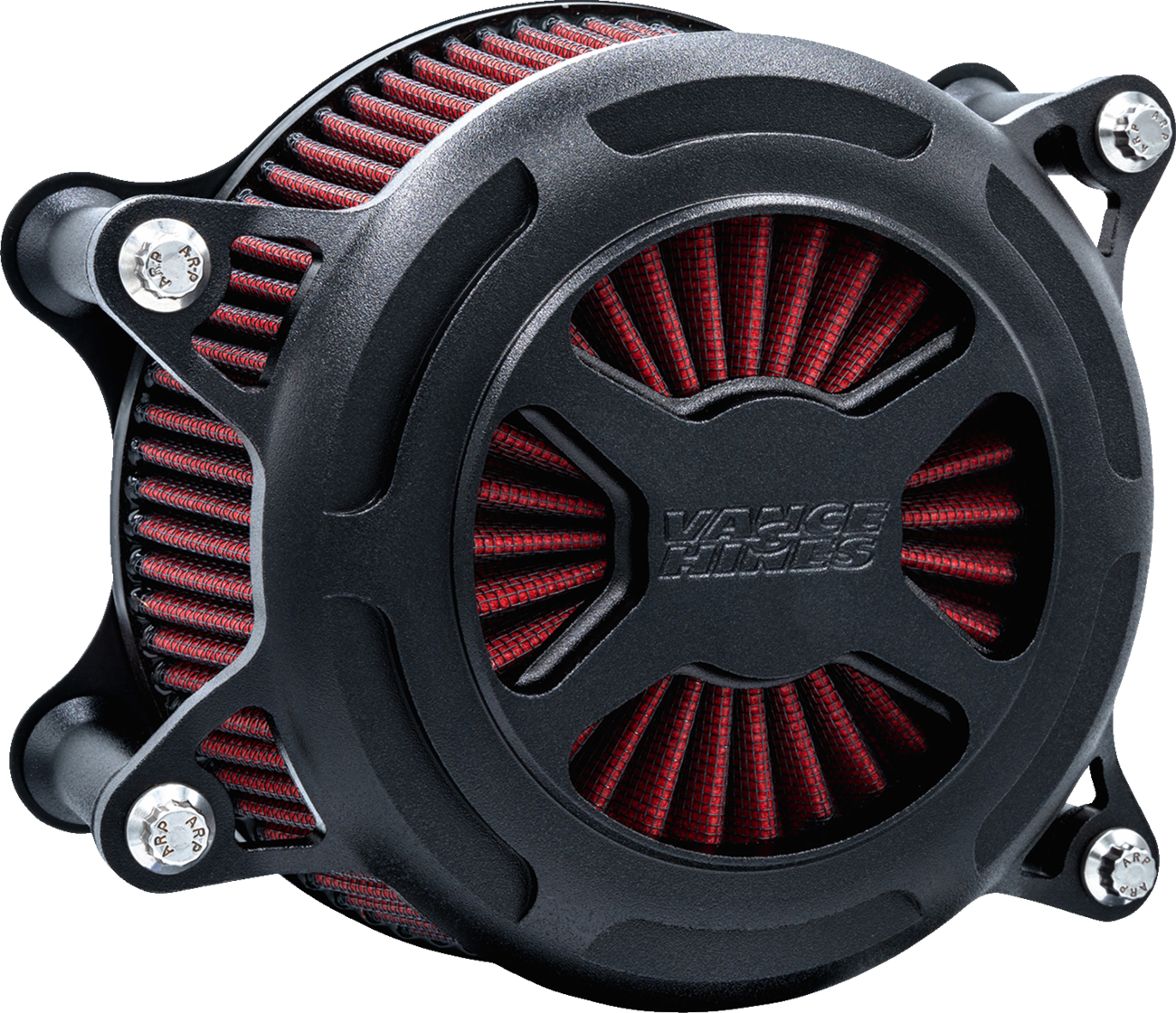 VANCE & HINES VO2 X Air Intake Kit in black wrinkle finish for Harley Touring and Softail motorcycles.