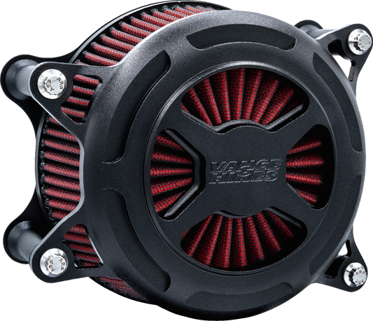 VANCE & HINES VO2 X Air Intake Kit in black wrinkle finish for Harley Touring and Softail motorcycles.