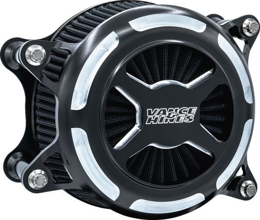 Vance & Hines VO2 X Air Intake Kit in black contrast for Harley Touring and Softail models, featuring sleek, high-performance design.