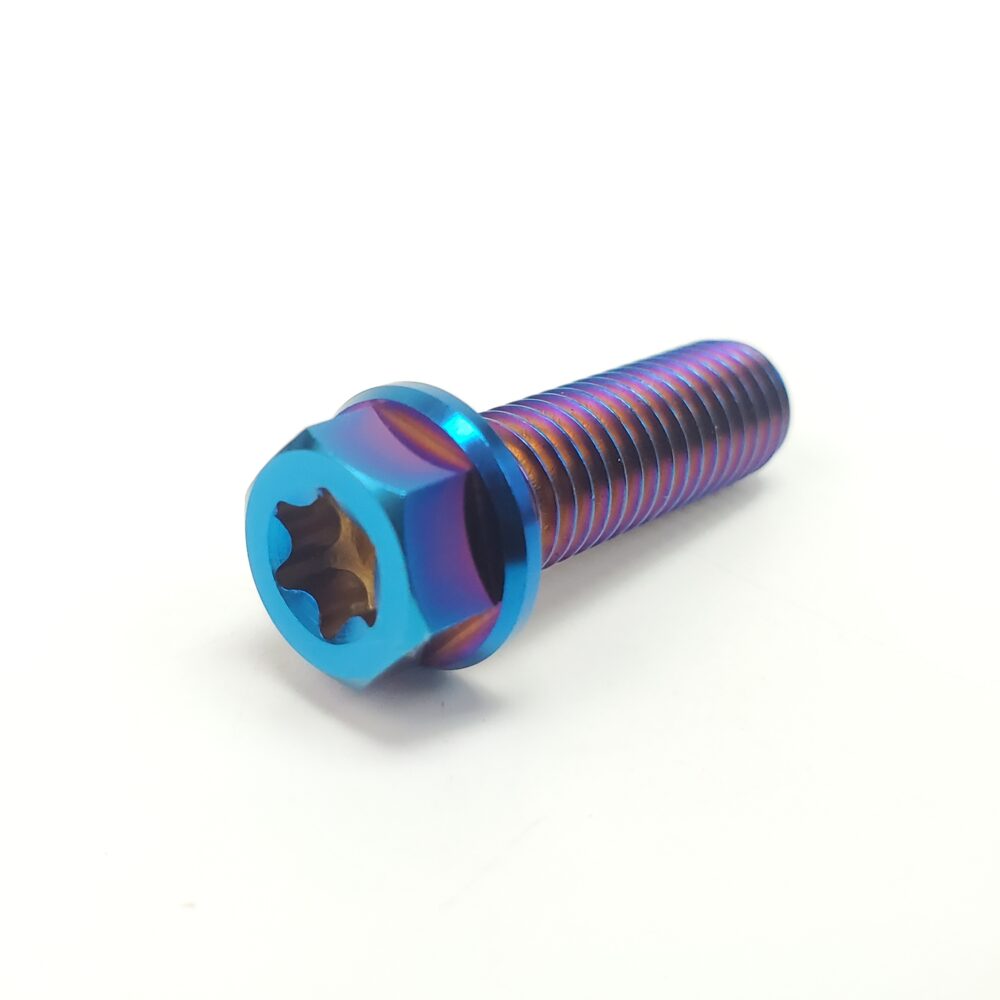 Set of Warp9Racing titanium M8 bolts, 25mm length, designed for high-strength fastening in automotive and racing applications.