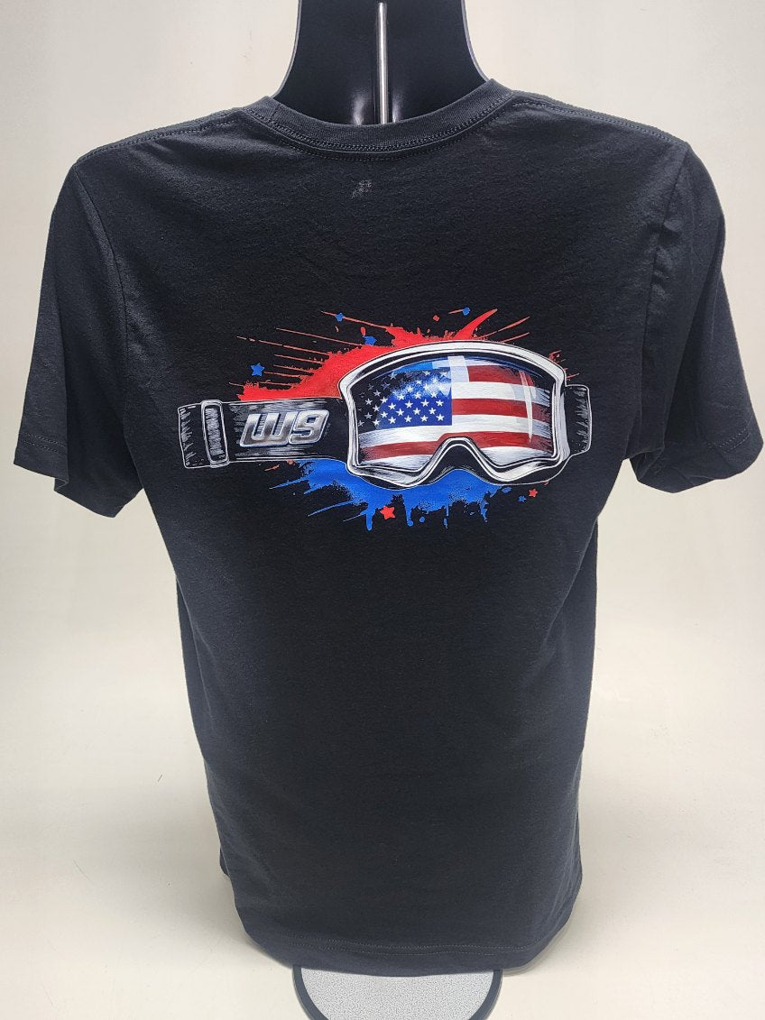 Black WarpWear short sleeve shirt by Warp9Racing, casual apparel with a comfortable fit and sleek design.