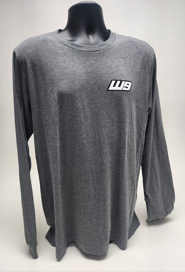 Gray long sleeve mountain shirt from WarpWear by Warp9Racing, featuring a comfortable fit and mountain-inspired design.