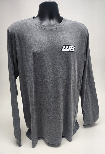 Gray long sleeve mountain shirt from WarpWear by Warp9Racing, featuring a comfortable fit and mountain-inspired design.