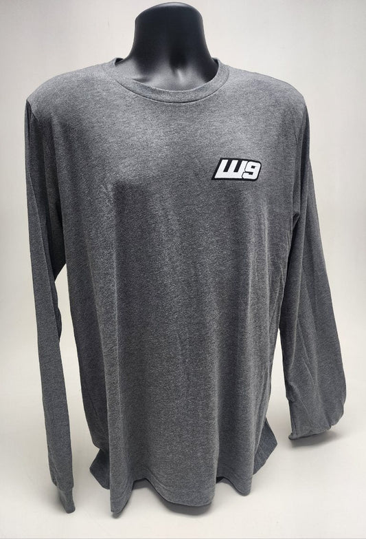 Gray long sleeve mountain shirt from WarpWear by Warp9Racing, featuring a comfortable fit and mountain-inspired design.