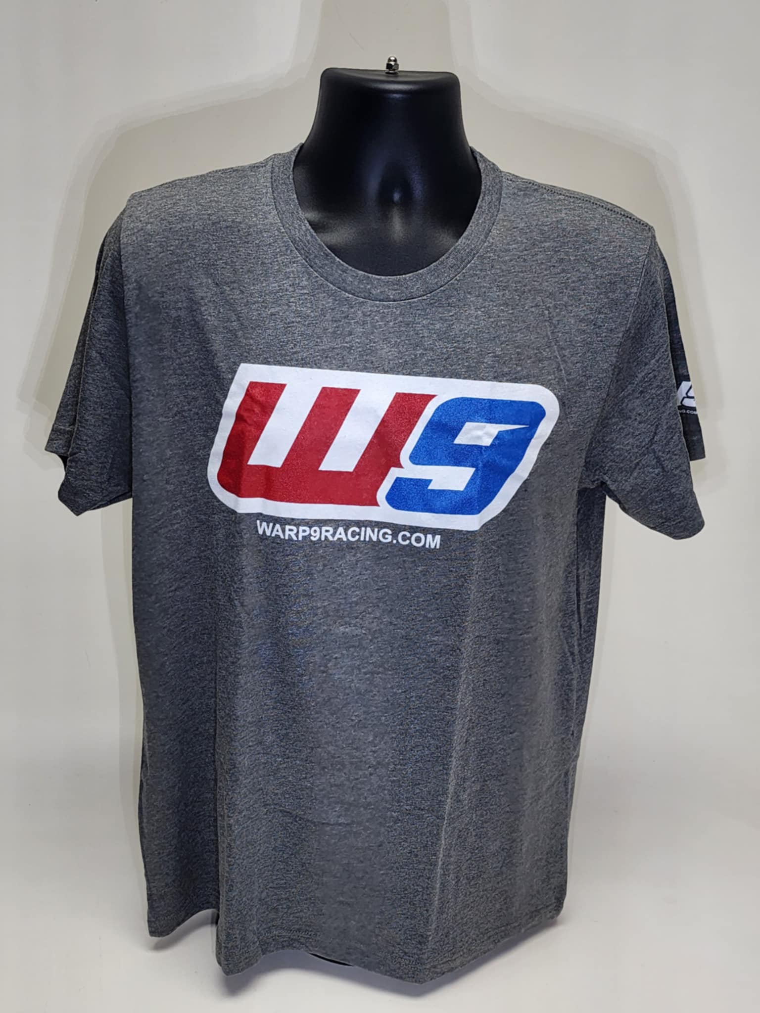 Grey Heather WarpWear W9 Logo T-Shirt by Warp9Racing, casual apparel with the brand's logo on the front.