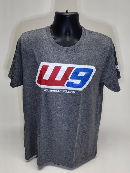 Grey Heather WarpWear W9 Logo T-Shirt by Warp9Racing, casual apparel with the brand's logo on the front.