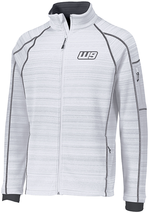 Warp9Racing Deviate Jacket in white and grey, large size, stylish apparel with a modern design from WarpWear collection.