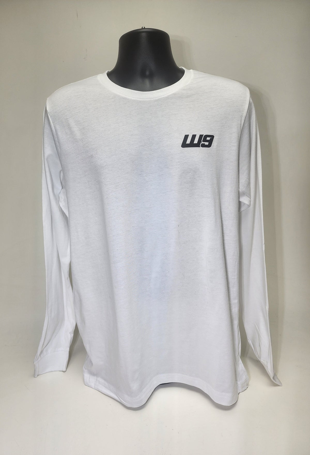 White WarpWear Road Runner T-shirt by Warp9Racing featuring a long-sleeve design with a Road Runner graphic.