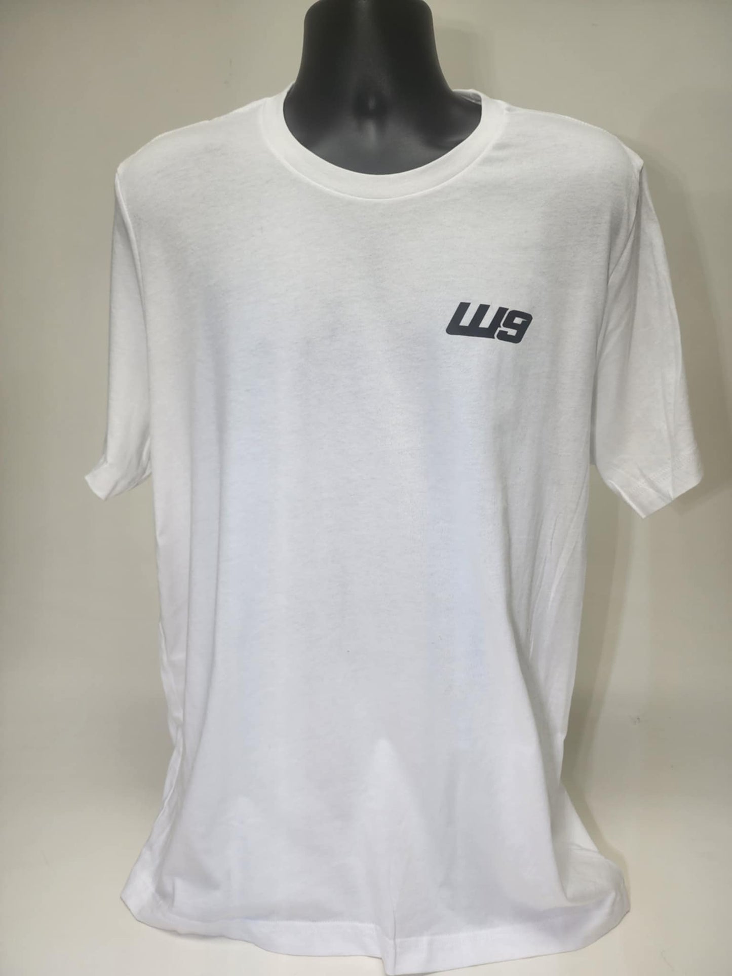 White WarpWear Road Runner T-shirt by Warp9Racing, featuring a sleek Road Runner graphic on the front.