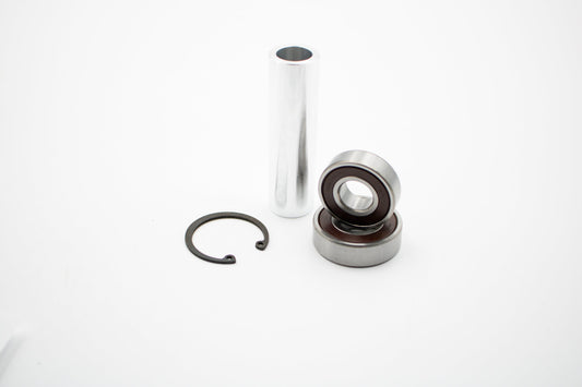 Warp9Racing Kawasaki KLR650 GEN 1/2 front bearing kit showing bearings and rebuild components for motorcycle maintenance.