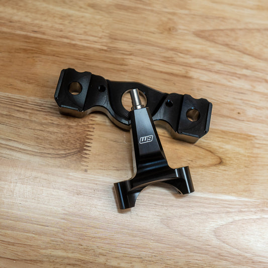 Warp9Racing Surron Ultra Bee Stabilizer Mount with Frame Post, black metal bike accessory for enhanced stability and frame support.