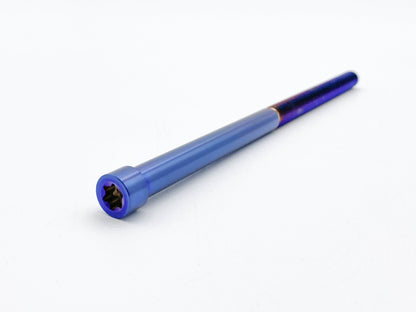 Warp 9 Racing titanium stem lock replacement bolt for E-Moto steering stem upgrade, durable and lightweight motorcycle part.