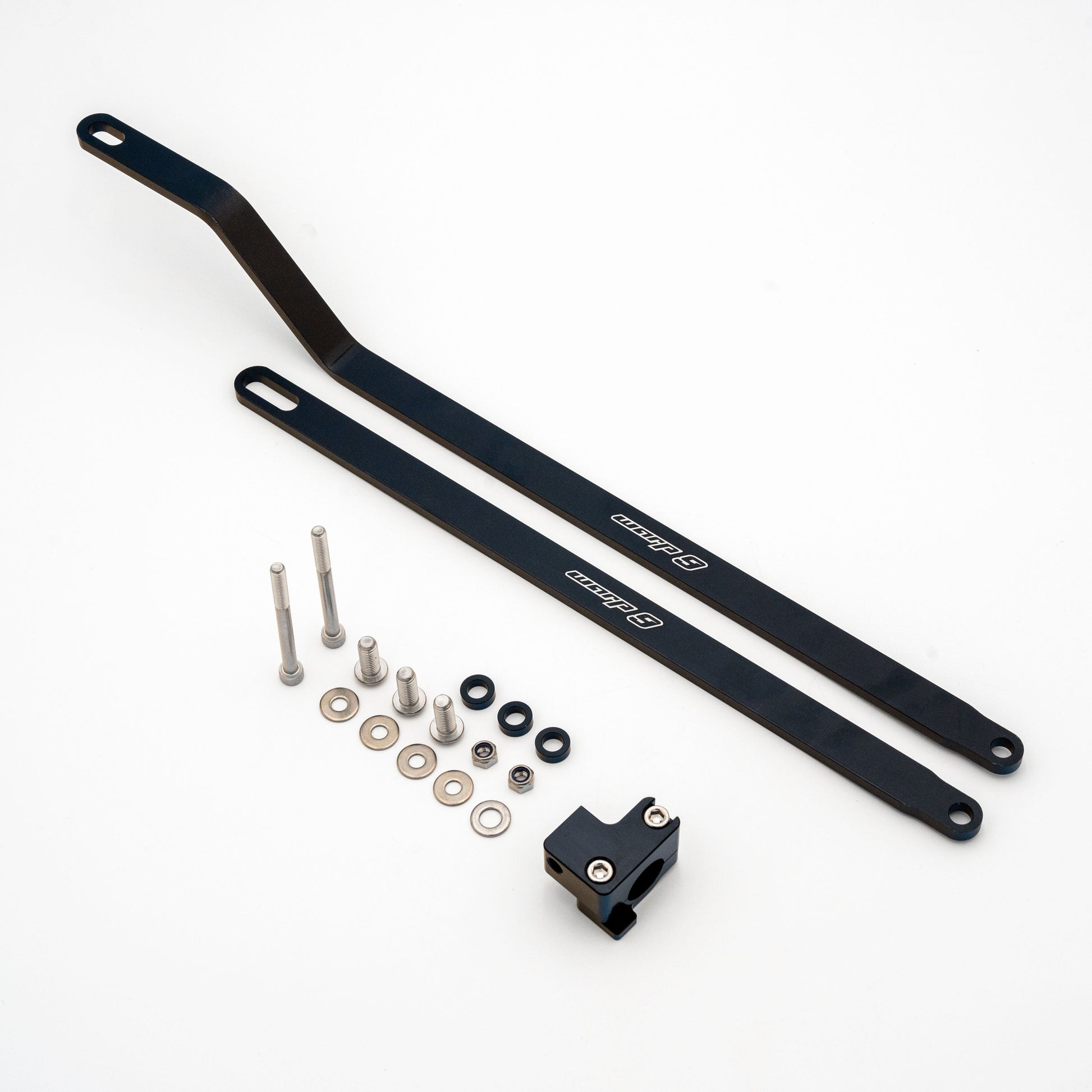 Warp 9 Honda XR650L subframe brace kit made of billet aluminum, designed for no-drill installation on the motorcycle.