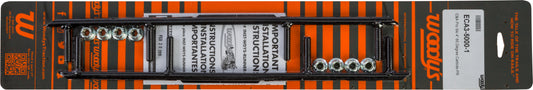 Woodys ECA3-5000 4-inch carbide runners for snowmobiles, showing durable carbide tips on a snowmobile track.