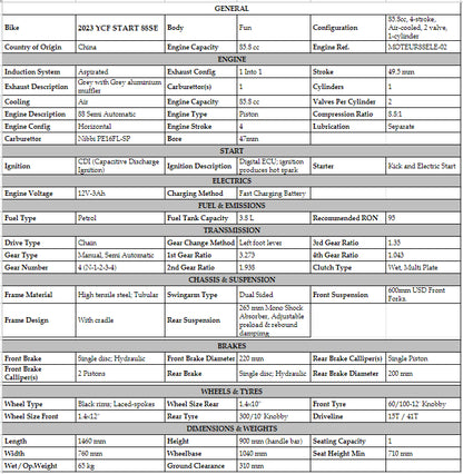 2023 YCF START F88SE - Howling Moto