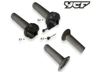 YCF THROTTLE ASSEMBLY W/GRIPS & SCREW - Howling Moto