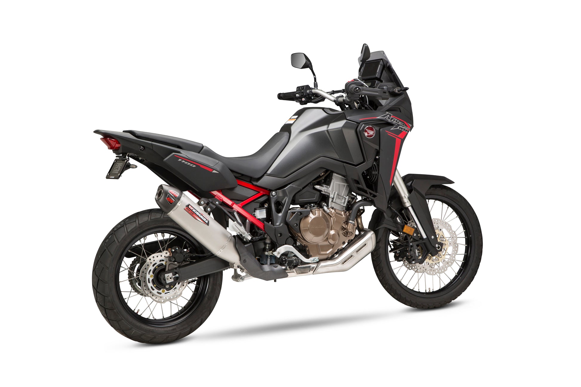 YOSHIMURA RS-12 slip-on exhaust for off-road vehicles, showcasing the stainless steel muffler and brand logo.